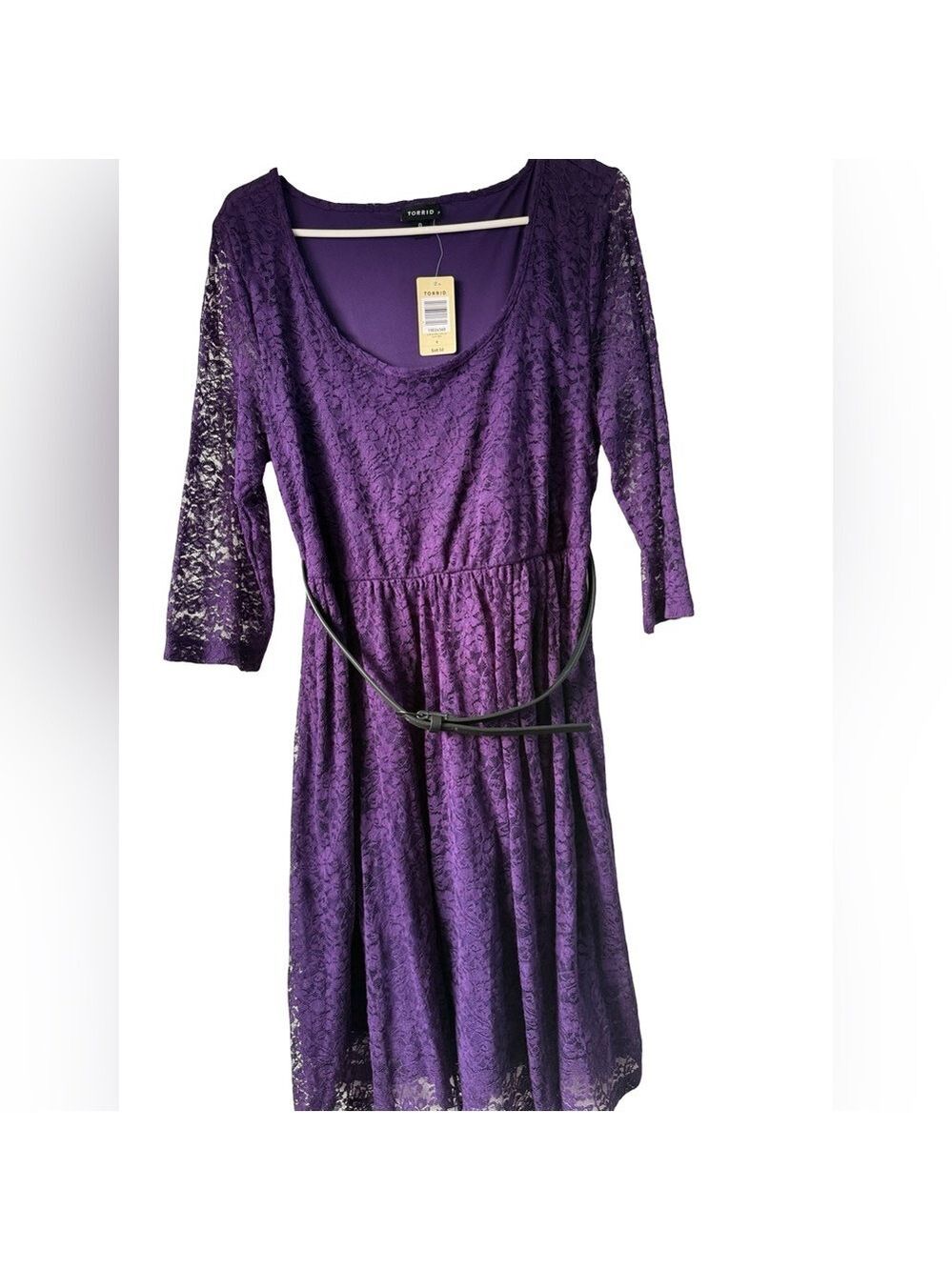 Torrid Purple Lace Skater Dress Midi Purple Sz 12 0 $69 Fit and Flare